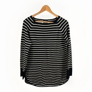 Halogen Cashmere Wool Blend Sweater Womens M Costal Chic Striped Preppy Cozycore